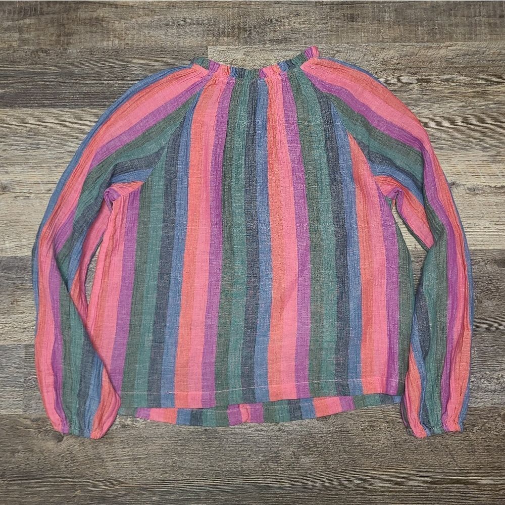Gap Linen Blend Stripe Peasant Blouse - Picture 5 of 9